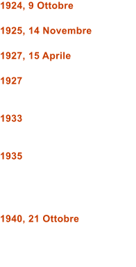 1924, 9 Ottobre  1925, 14 Novembre  1927, 15 Aprile  1927   1933   1935     1940, 21 Ottobre