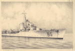 Una immagine pittorica del cacciatorpediniere Bersagliere (Dal sito della Marina Militare Italiana)
