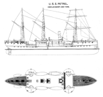Profilo e pianta. Da Wilson D. Theodore, "The Steel Ships of the United States Navy", Transactions, SNAME, pp. 116-139. New York, 1893
