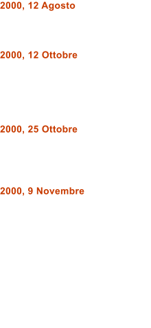 2000, 12 Agosto    2000, 12 Ottobre      2000, 25 Ottobre     2000, 9 Novembre