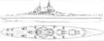 Profilo e pianta della corazzata Richelieu