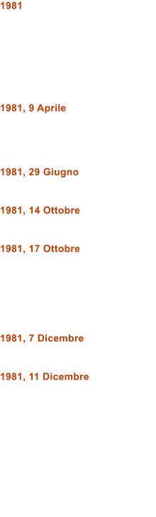 1981        1981, 9 Aprile     1981, 29 Giugno   1981, 14 Ottobre   1981, 17 Ottobre       1981, 7 Dicembre   1981, 11 Dicembre