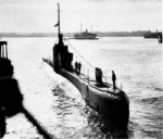 Il sommergibile della Nuova Zelanda HM Proteus nella rada di Portsmouth